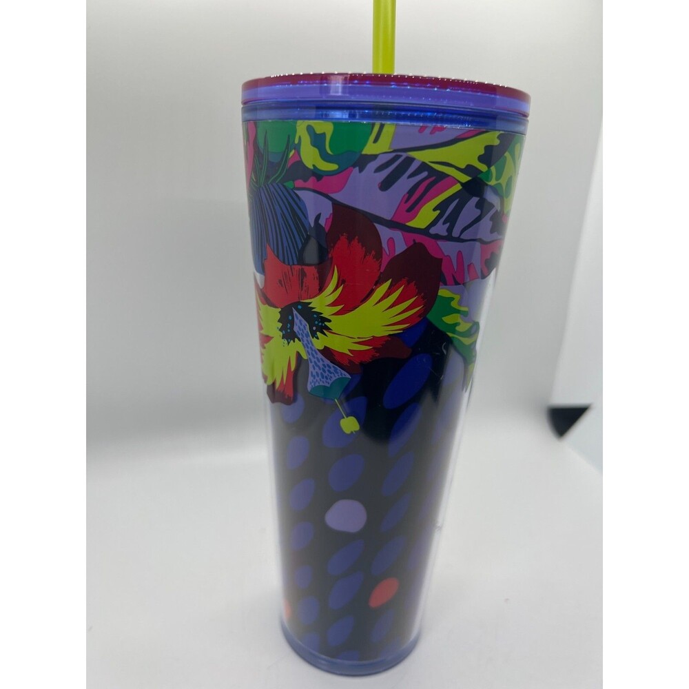 Starbucks Floral & Leaves Purple Plastic Tropical Cold Cup 24 Oz New Summer 2023